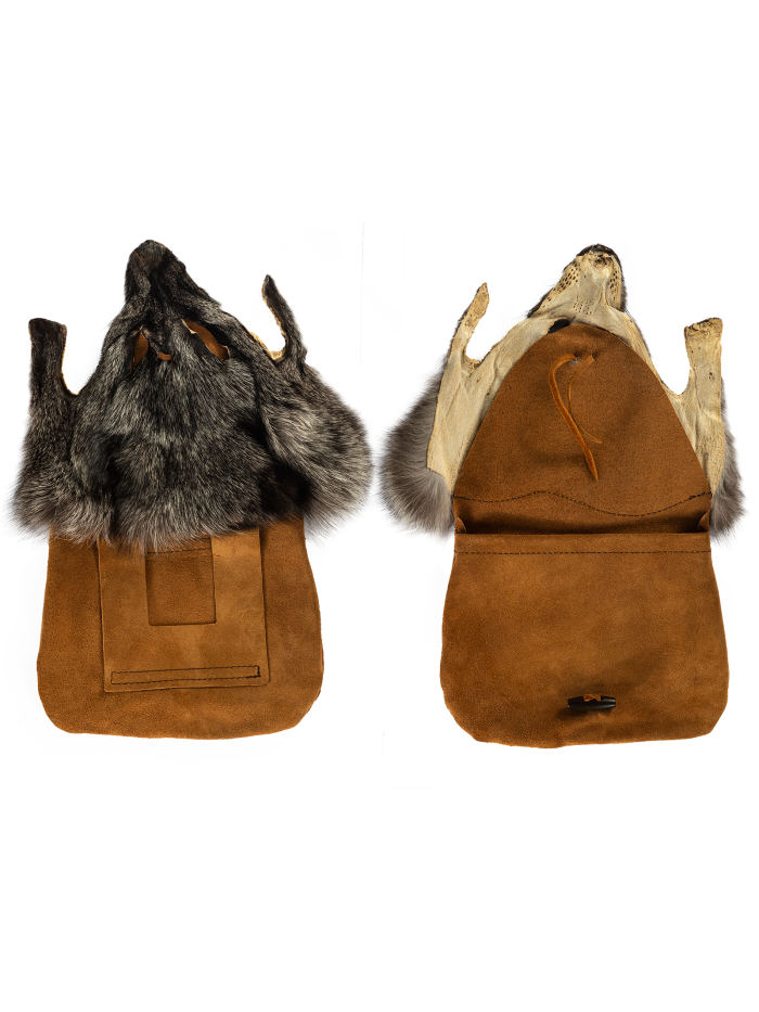 Felltasche Fuchs gefärbt braunes Leder offen